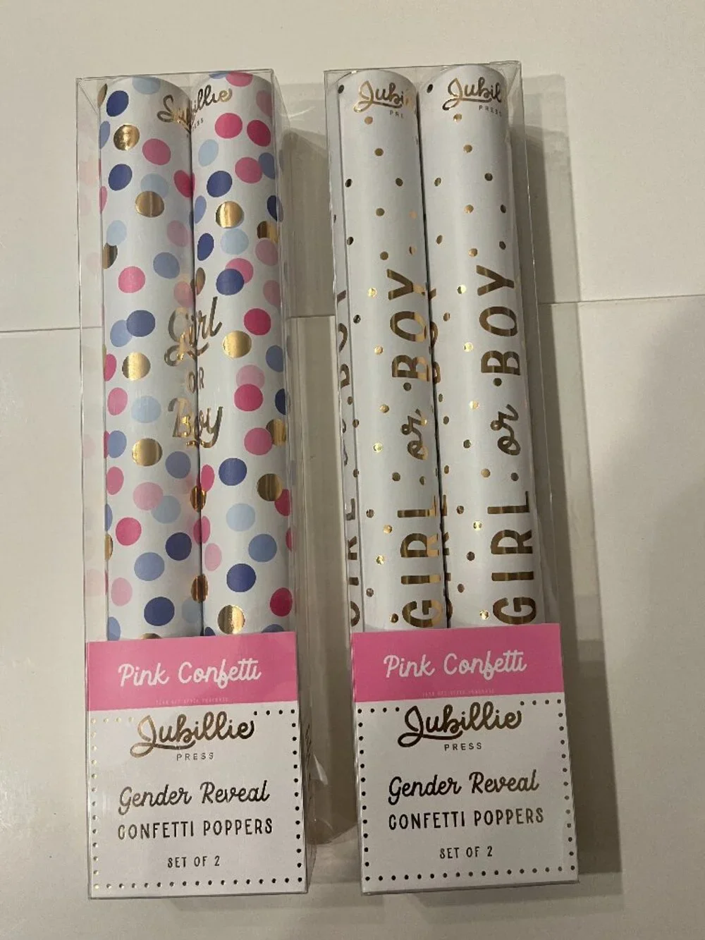 Girl Gender Reveal Confetti Poppers (Includes FOUR)